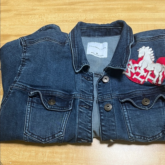 Medium Women Denim Jacket with Horse Patch ( WHT) logo - Picture 6 of 7